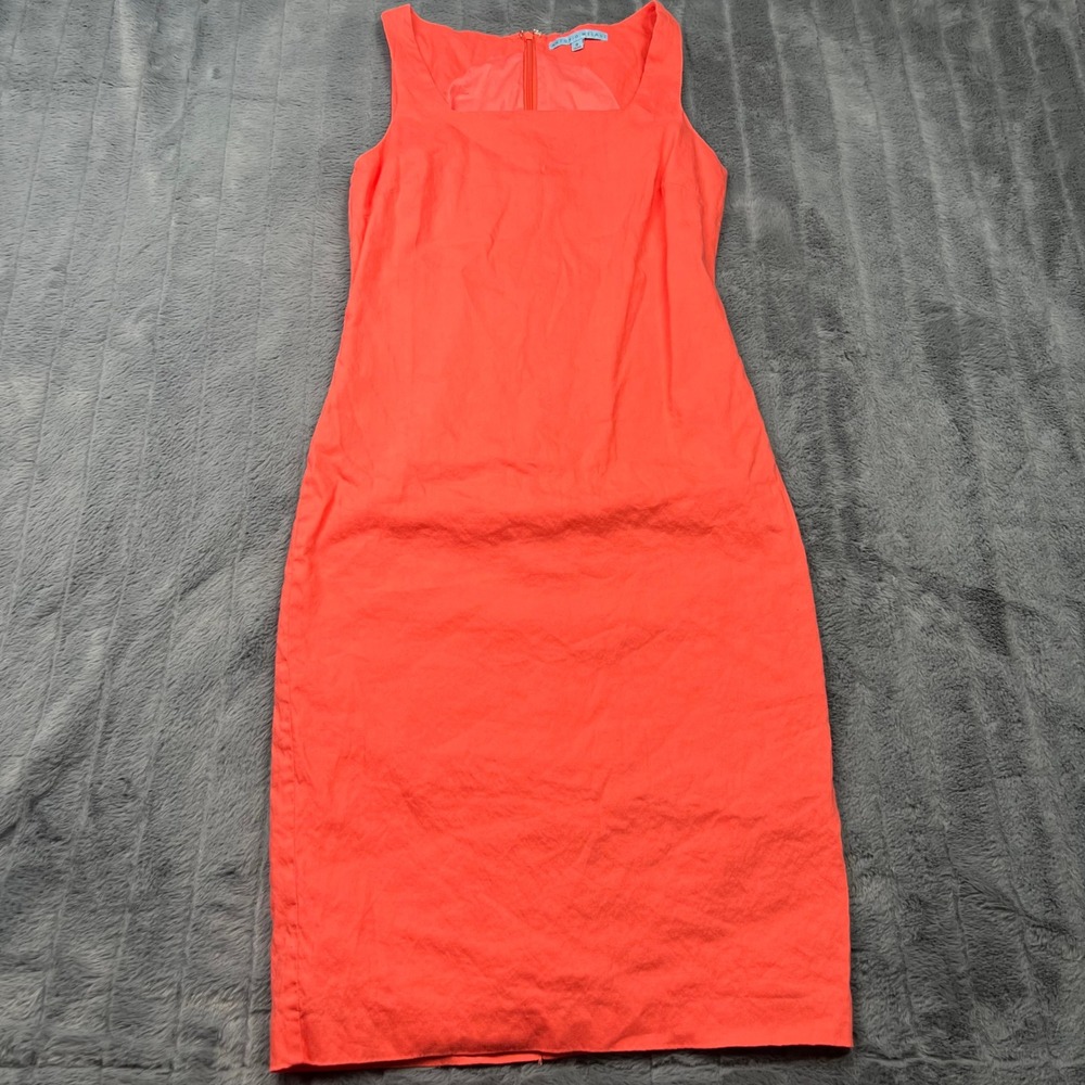 Antonio Melani Coral Orange Linen Blend Sleeveless Sheath Dress Size 0